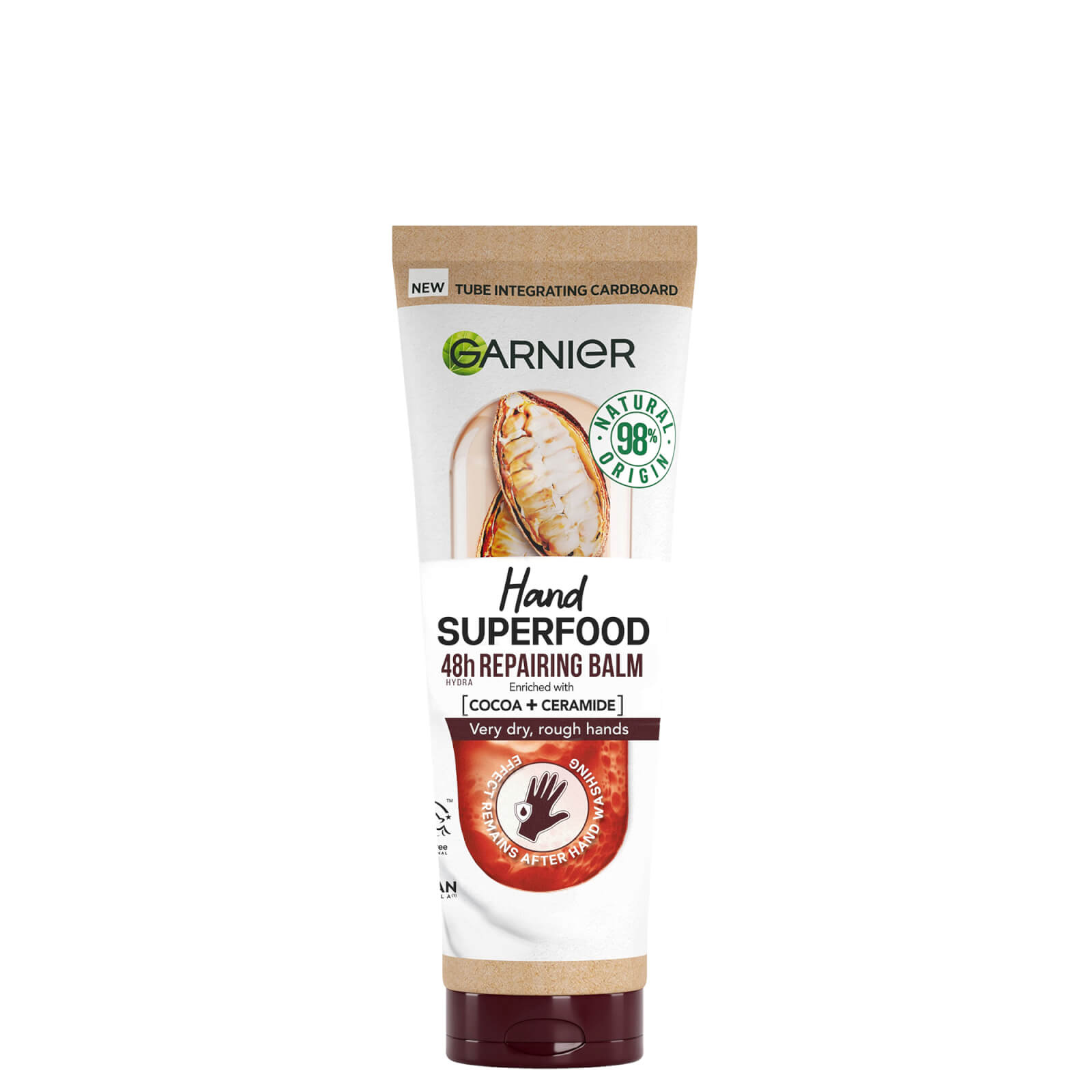 Garnier Vegan Hand Superfood, Repairing Hand Cream With Cocoa And Ceramide For Very Dry, Rough Hands 75ml