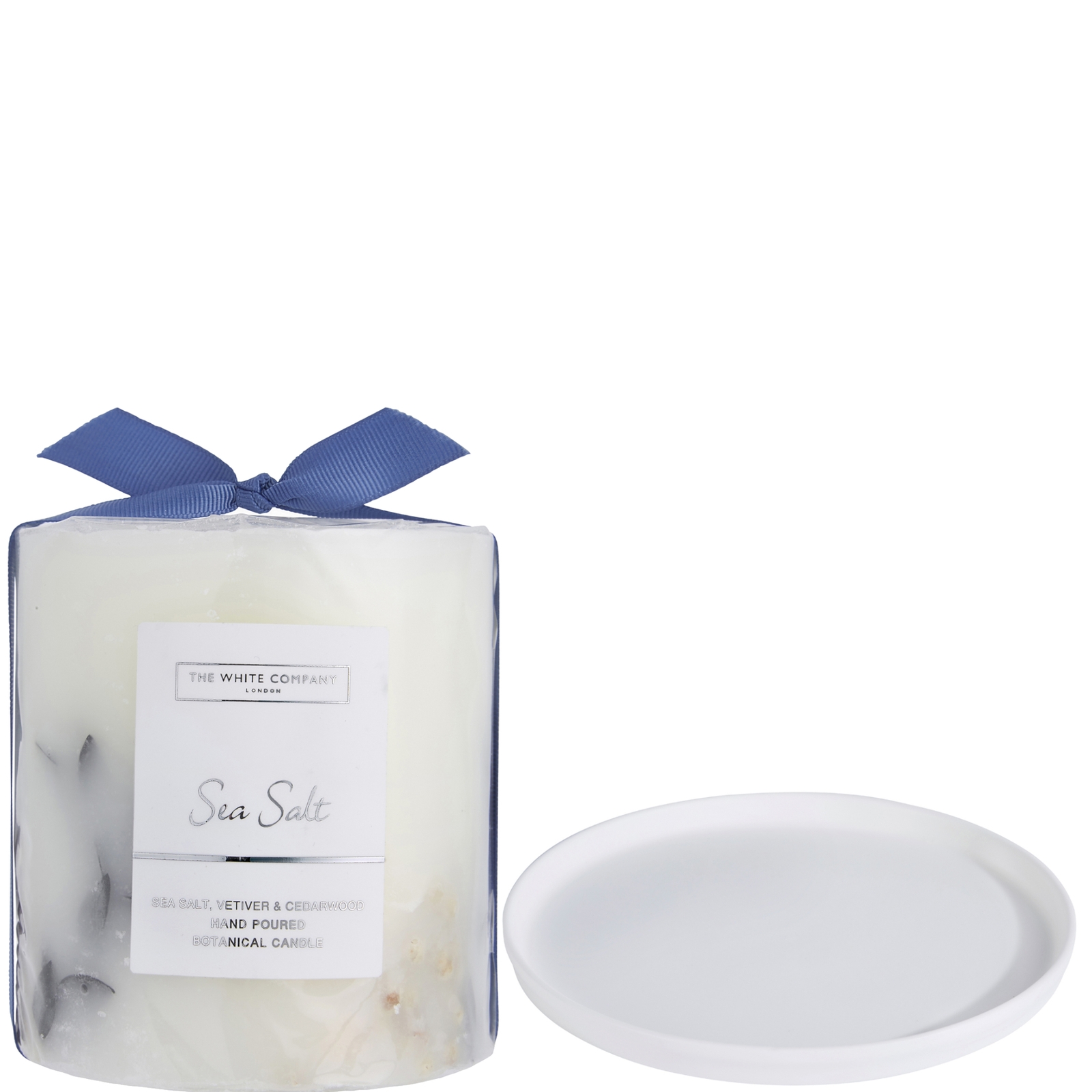 The White Company Sea Salt Botanical Candle And Plate - Medium In White