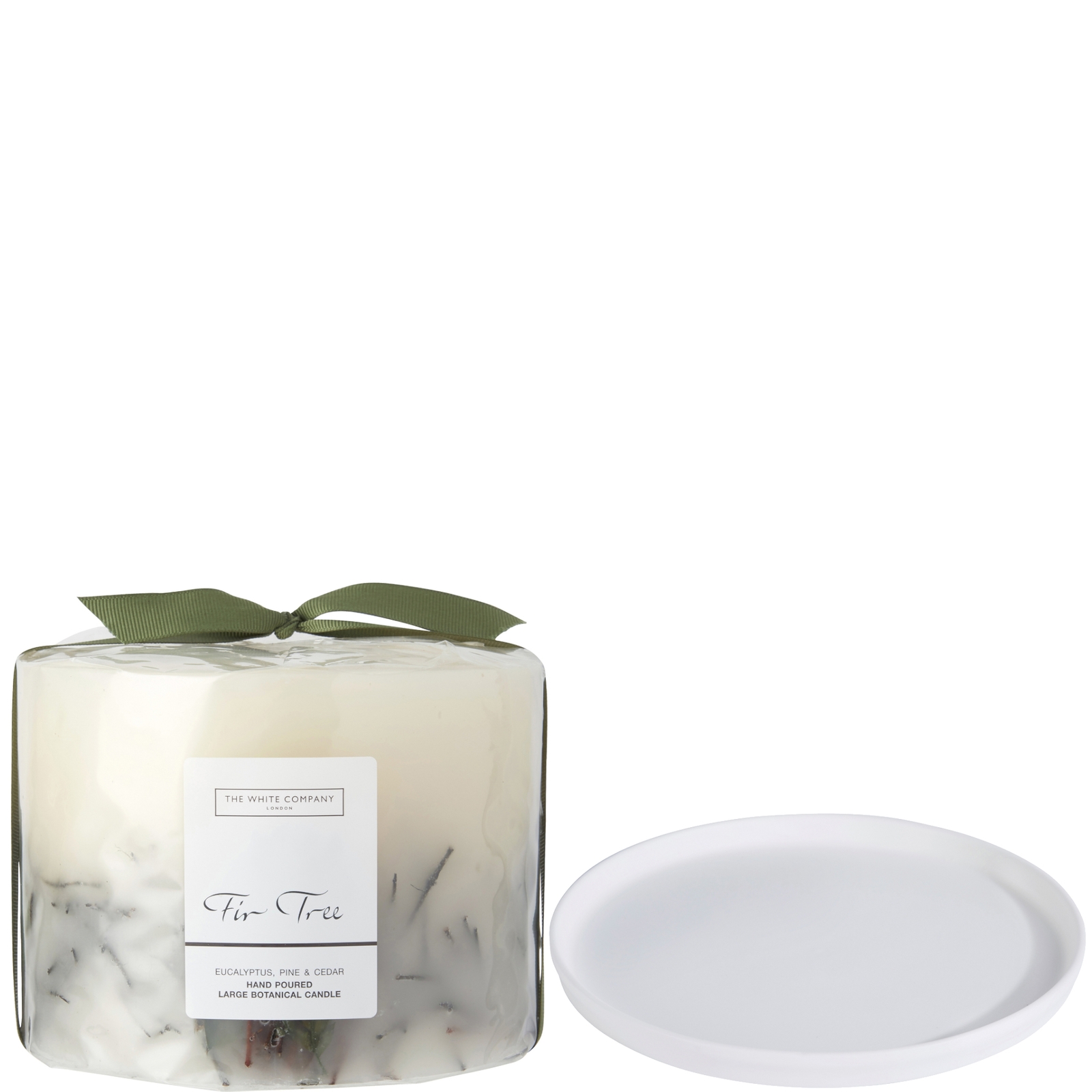 The White Company Fir Tree Botanical Candle And Plate - Large In Neutral