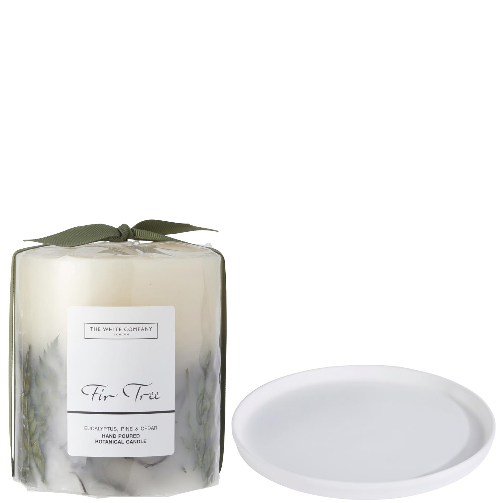 The White Company The Fir Tree Botanical Candle And Plate - Medium In Green